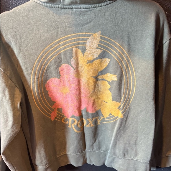 Roxy Sage Green Graphic Back Casual Hoodie - Picture 6 of 6